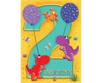 Greeting paper card B6 dinosaur , 1 pc